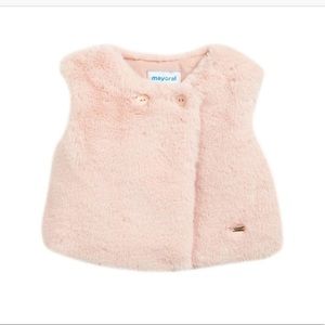 Mayoral pink 24M faux fur vest